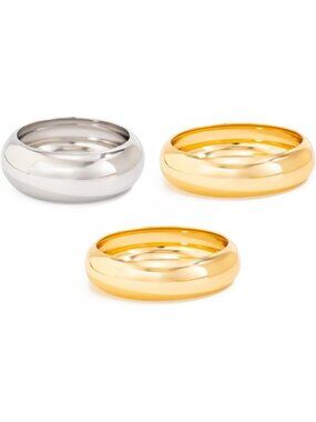 Trendy Chunky Gold & Silver Bangles Bracelets for Women - Minimalist Stack